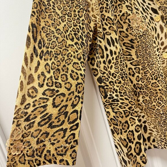 Vintage Leopard Print Collared Button-Up Blouse - M - Picture 13 of 16